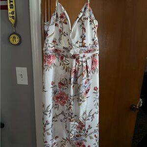 Floral White and Pink Dress